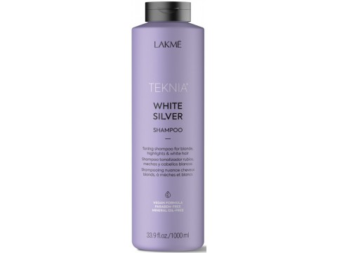 Lakme geltoną atspalvį neutralizuojantis šampūnas plaukams Teknia White Silver Shampoo 1000ml
